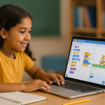 Fifth Grader Girl Learning to Code